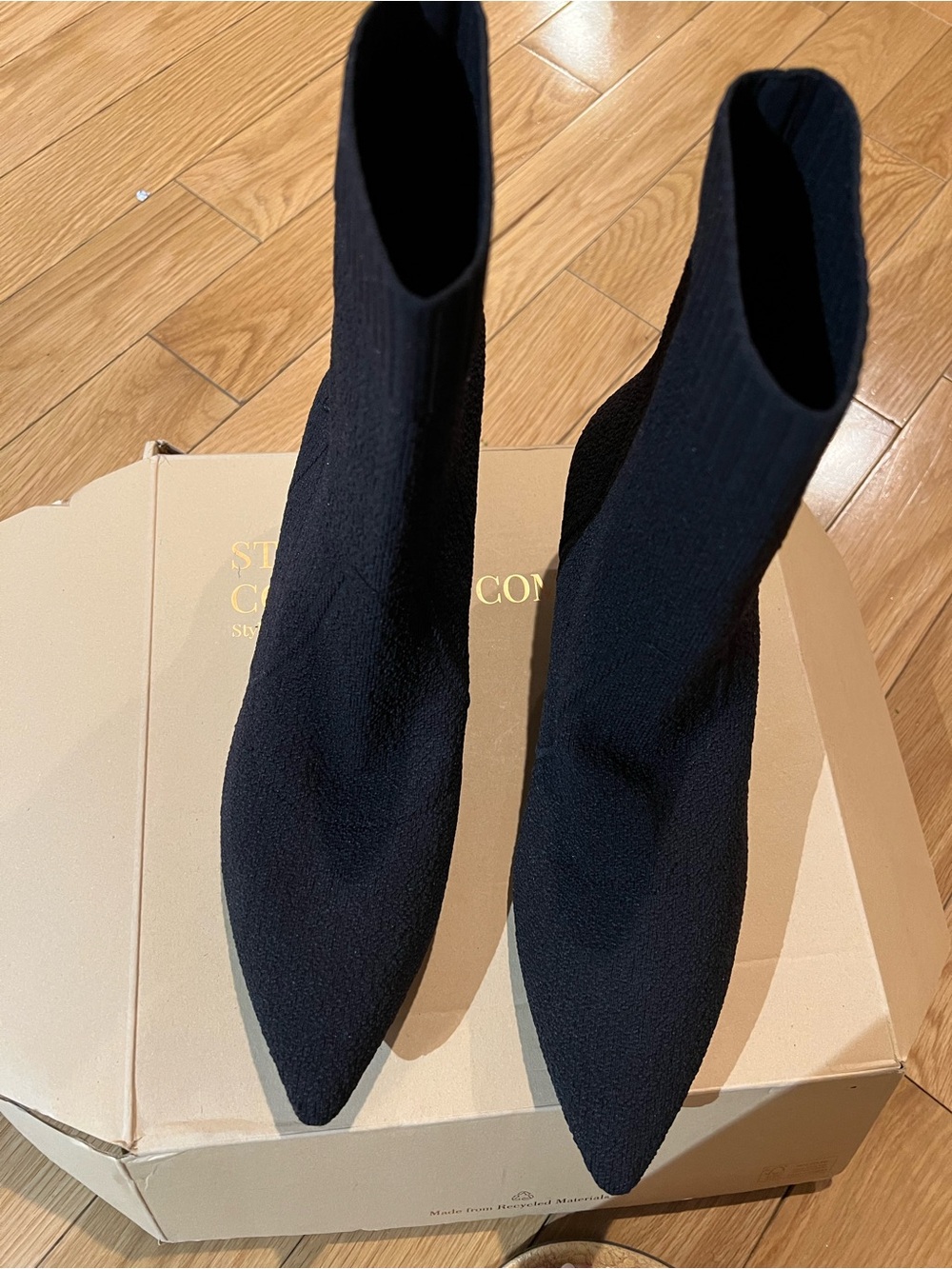 Black Stretch Knit Ankle Booties - Modern Pointed Toe